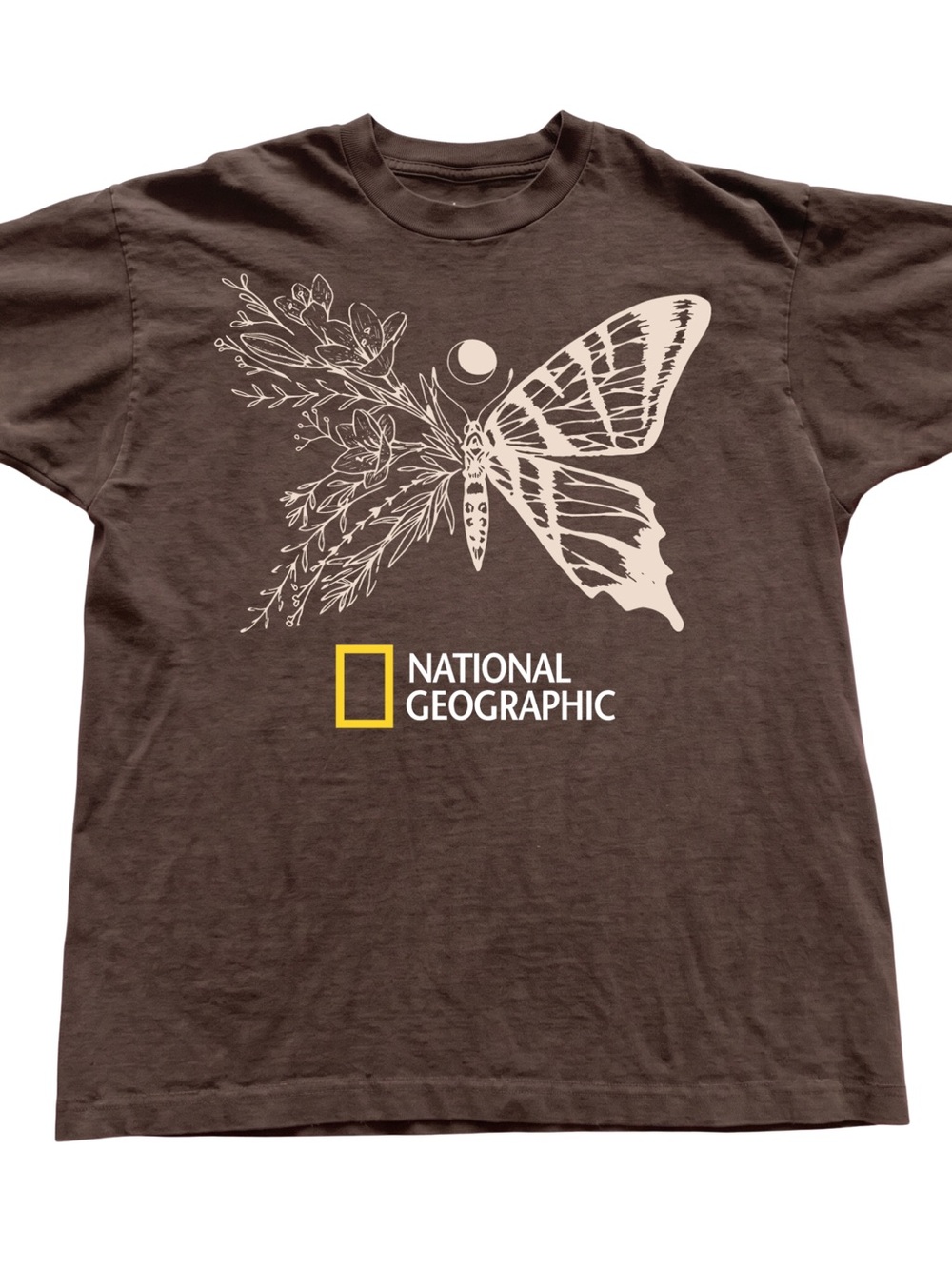 Gildan Brown Tee with Cream Butterfly & Yellow Logo